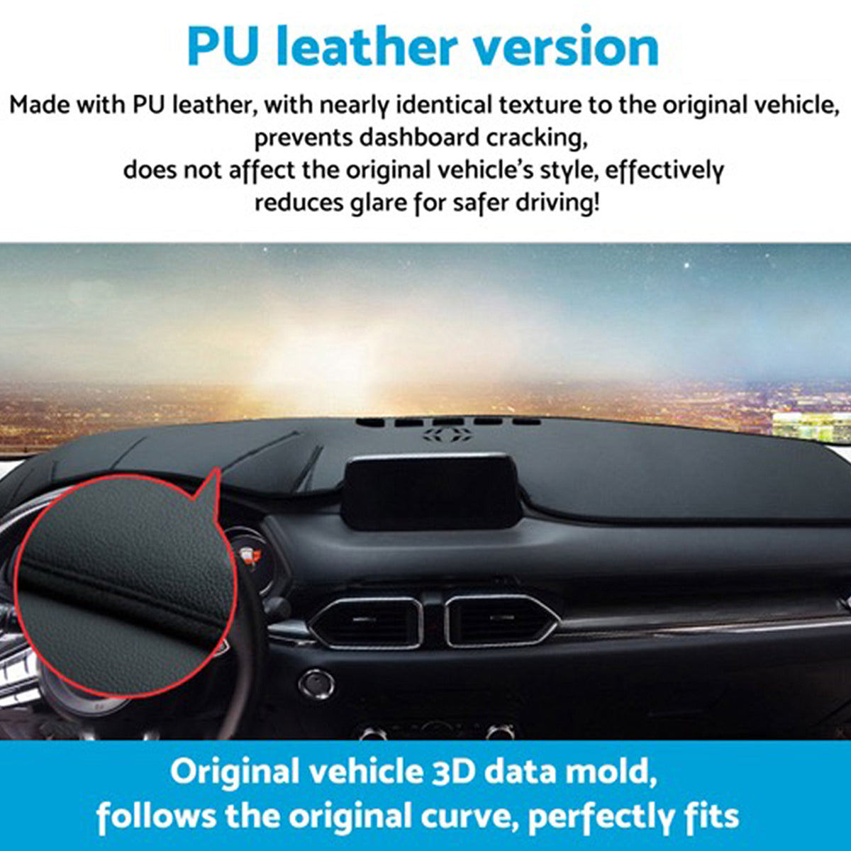 Non-Slip Dash Mat Microfiber Leather Suitable For Ford Ranger 2022-2025