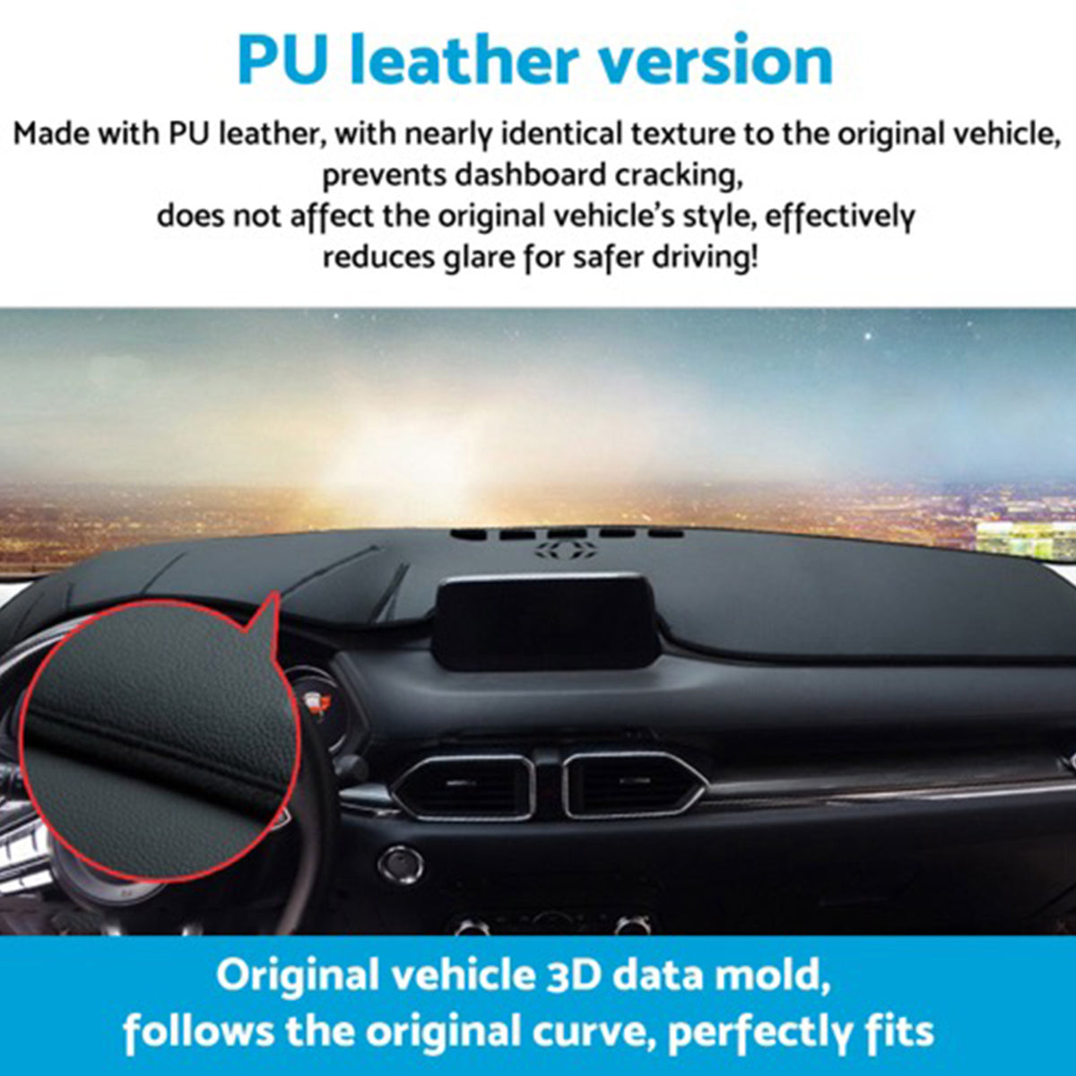 Dash Mat Microfiber Leather Non-Slip Suitable for Volkswagen VW Tiguan 2016-2024