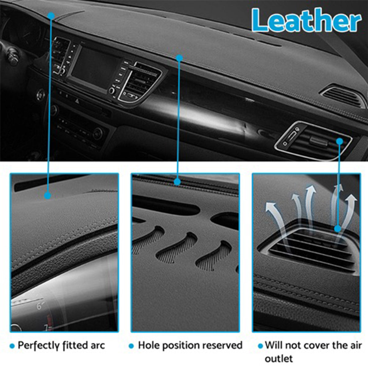 Dash Mat Microfiber Leather Non-Slip Suitable for LDV T60 Ute 2017-2024